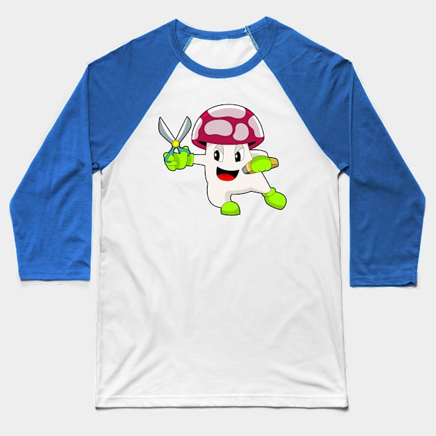 Mushroom Hairdresser Scissors Baseball T-Shirt by Markus Schnabel